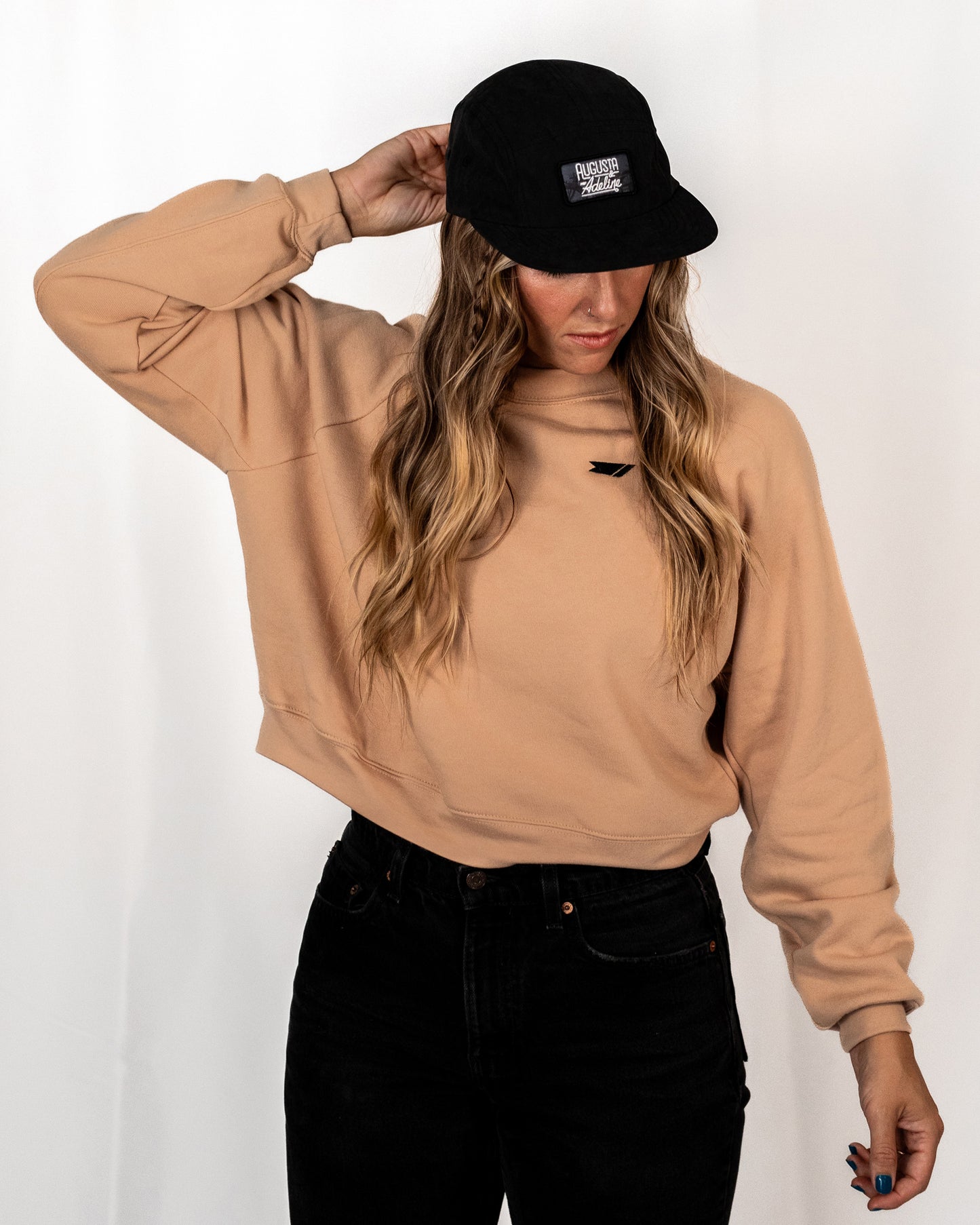 Cropped Raglan Fleece - Peach